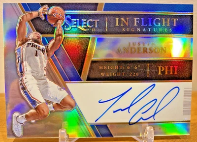 Justin Anderson 2017-18 Select In Flight Signatures Silver Holo 119/199, 76ERS Foto 1 de 2