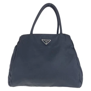 PRADA Tessuto Triangle with logo Tote Bag handbag Black SilverHardware Nylon - Picture 1 of 9