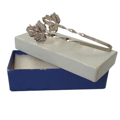 Pinzas pequeñas antiguas vintage RAIMOND de plata esterlina servir cubo de azúcar hoja de arce Foto 1 de 4