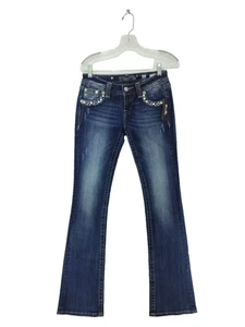 Miss Me Jeans Damen 25 blau neu mit Etikett Signatur Bootcut Glitzer Pattentaschen #2233 - Bild 1 von 13