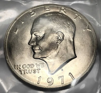 1974 S IKE Eisenhower 40% Silver Dollar US Coin Blue Ike Brilliant Uncirculated - Image 1 of 4