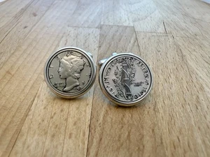 Brooks Brother Replica Mercury Dime Coin Cufflinks Sterling - Picture 1 of 2