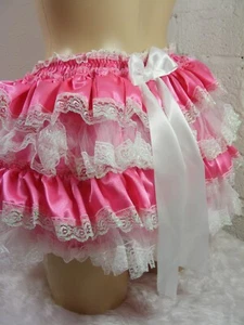 ADULT BABY SISSY CERISE PINK SATIN ALLROUND DIAPER COVER PANTIE BLOOMER LINGERIE - Picture 1 of 5