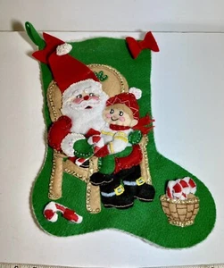 Bucilla Babbo Natale Bambino Feltro Calza Natalizia Paillettes Fatto a Mano - Foto 1 di 3