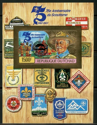 Tchad Baden Powell Scouts Surch Jamboree 1983 Gold Foil Gold Michel Bloc 195 Ba Cover