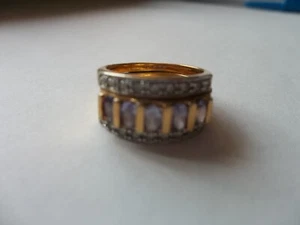AMETHYST STONE & RHINESTONES AVON PINKY RING SIZE5 - Picture 1 of 3