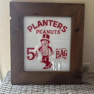 Letrero acrílico vintage años 70 jardineras cacahuetes enmarcado rojo y blanco Foto 1 de 4