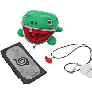 Naruto Akatsuki Green Frog Wallet with Hidden Leafe Village Headband Necklace - Picture 1 of 7