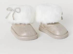 Stivali foderati caldi H&M taglia 1-2 bambino bianco/oro scintillante scarpe scintillanti - Foto 1 di 7