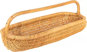 Hand-Woven Rattan Basket with Handle, Natural - Picture 1 of 12