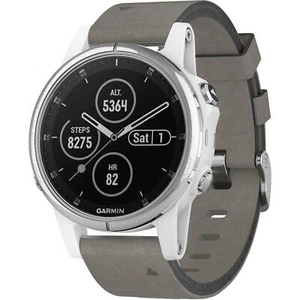 Garmin fenix 5S Plus Sapphire Multisport GPS Watch White with Gray Suede Band - Picture 1 of 12