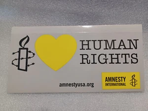 I LOVE HUMAN RIGHTS Amnesty International 6.5-inch USA politics Bumper Sticker - Bild 1 von 1