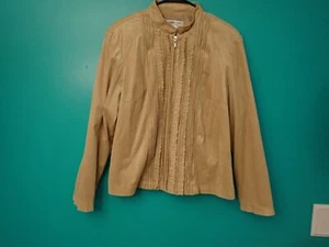 Coldwater Creek Womens Size L Beige Long Sleeve Full Zip Shirt Light Jacket - Picture 1 of 7