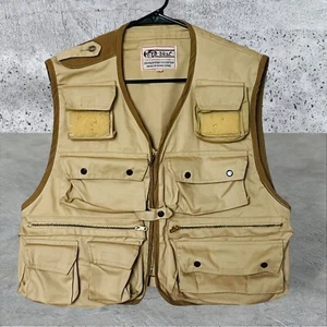 Vintage 60's Stan Hui Fly Fishing Vest Men’s M Beige Multi Zip Pockets Hong Kong - Picture 1 of 13