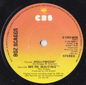 Boz Scaggs - Hollywood S CBS 5836 VINYL MINT - Picture 1 of 1