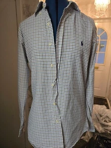 POLO RALPH LAUREN COTTON WHITE/BLUE CHECK SHIRT SIZE SMALL IMMACULATE CON - Picture 1 of 2