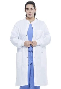 Dickies Men & Women Scrubs Lab Coat 43" Snap Front GD360, Size:M, White - Picture 1 of 8