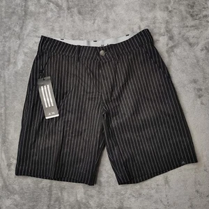 Adidas Shorts Boys Small Black Ultrastar Micro Striped Performance Golf Chino - Picture 1 of 11