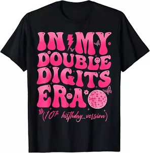 In My Double Digits Era Retro 10 Year Old 10th Birthday T-Shirt Hoodie - Picture 1 of 14