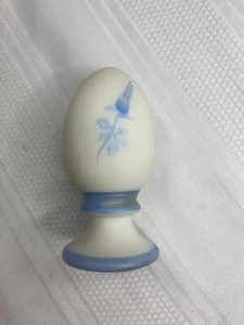 Fenton Glass Hand Painted Pedestal Egg Blue Roses On White Satin By Janet S /box - Picture 1 of 10