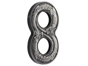 2$ Dollar Figure Eight Dragon Australia 2 OZ Silver Antique Finish 2018 - Picture 1 of 5
