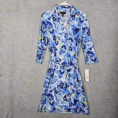 Dana Buchman Women's Floral Printed Stretch Shimmer Wrapped Dress Size XS NEW - Image 1 of 4