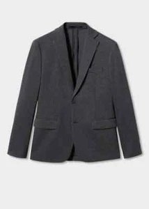 MANGO Men's Slim Fit Blazer Grey Microstructure Smart Formal UK-38" New RRP £99 - Picture 1 of 8