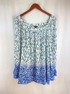 Talbots Plus Petite Damen 3XP Blumenmuster blau fließend locker elegant Büro quadratischer Ausschnitt - Bild 1 von 8