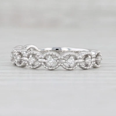 Nuevo anillo de bodas apilable de oro blanco de 14 k de diamantes de 0,15 quilates talla 6,5 Foto 1 de 4