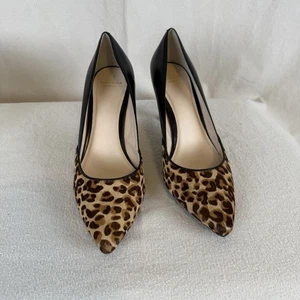 COLE HAAN Grand OS Womens 8.5 B Black  Calf Hair High Heels Leopard Print - Picture 1 of 5