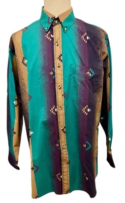 NWOT Vintage EXPRESS RIDER L Southwest Aztec Colorful Cotton Long Sleeve Shirt - Image 1 of 4