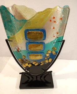 Jasmin Schmelzglas Vase mit Ständer ca. 14" groß sehr guter Zustand - Bild 1 von 9