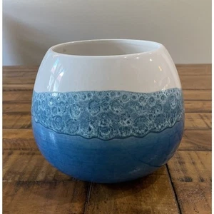 Vtg Post Modern Faiancas Ramos Portugal Blue Lava Moon Glaze Ceramic Vase Exc. - Picture 1 of 12