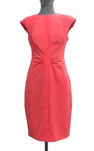 Ted Baker Shift Dress Coral with Gold Zip Up Back Prom Wedding Party Size 2  - Picture 1 of 11
