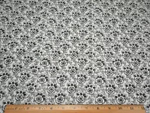 Quilt Fabric By The Yard SALE Gray Floral on Ivory RJR Premium Cotton #C - Picture 1 of 2