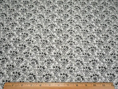 Quilt Fabric By The Yard SALE Gray Floral on Ivory RJR Premium Cotton #C - Image 1 of 2