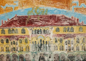 1983 Expressionistischer Landschaftsgebäude Druck signiert - Bild 1 von 9