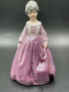 Vintage Porcelain Victorian Lady Figurine Purple Dress 5.5" tall - Picture 1 of 11