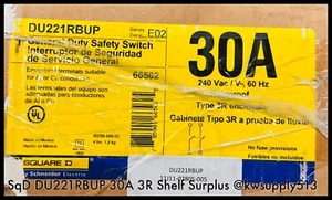DU221RBUP ~ Interruptor de seguridad de servicio general Square D DU221RBUP 30A 3R - Excedente sin usar - Imagen 1 de 1