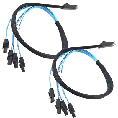 2pcs Mini SAS SFF-8087 to 4 SATA 7pin Cable Internal Data Breakout Wire 1.6ft - Image 1 of 4