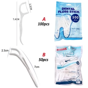 100pcs Dental Floss Flosser Picks Toothpicks Teeth Stick Tooth Cleaning Care - Picture 1 of 23