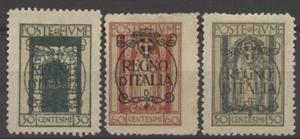No: 133259 - FIUME (ITALY) - LOT 3 OLD STAMPS w. OP. "REGNO..." - UNUSED!! - Picture 1 of 1