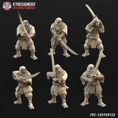KYOUSHUNEKO MINIATURES Kyoushuneko Japanese Sohei Monk Swordsmen - Wargames Kensei Samurai Warrior