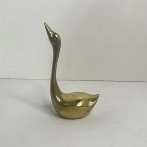 Vintage Solid Brass Swan /Goose Figurine Paperweight 5 1/2” Tall - Picture 1 of 5