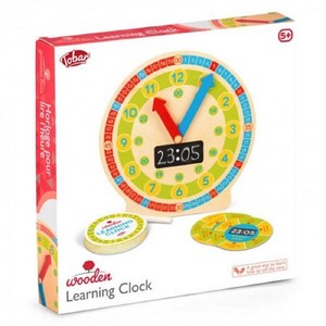 TOBAR WOODEN LEARNING CLOCK - 38064 CLOCK TIME LEARN PLAY HANDS FUN WOOD CARDS
