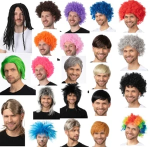 Mens Wigs Hair Cosplay Afro Mullet Fancy Dress Costume Rocker Synthetic Dress - Picture 1 of 22