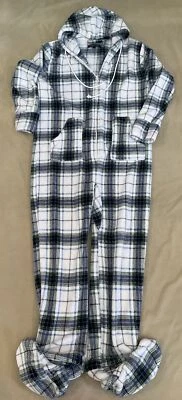 Alexander Del Rossa Pajama Sleeper Medium Blue Green Fluffy Footies - Image 1 of 4
