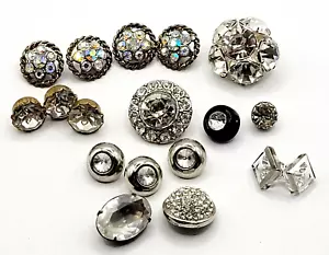 18 Rhinestone Buttons Crystal Sparkling Vintage Collection Buttons Shank Style - Picture 1 of 24