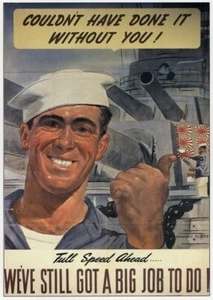 ¡Podría haberlo hecho sin ti! (Marinero a envío) Mini póster de la Segunda Guerra Mundial (1991) - Imagen 1 de 1