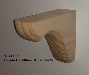 Wooden Shelf Brackets Pine Pair Style "P" - Price is per Pair - Picture 1 of 2